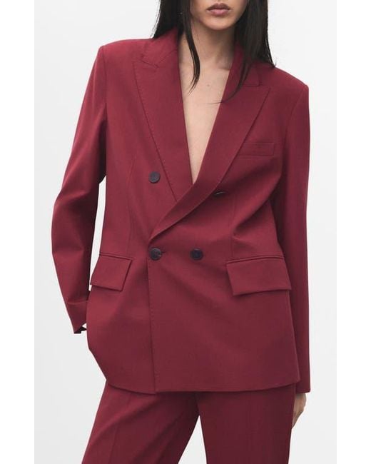 Mango Red Double Breasted Blazer