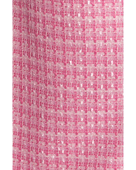 Eliza J Pink Fringe Detail Sleeveless Tweed A-line Dress