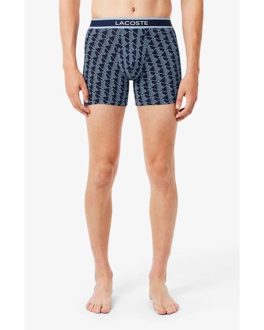 Lacoste Blue Monogram Assorted 3-Pack Boxer Briefs for men