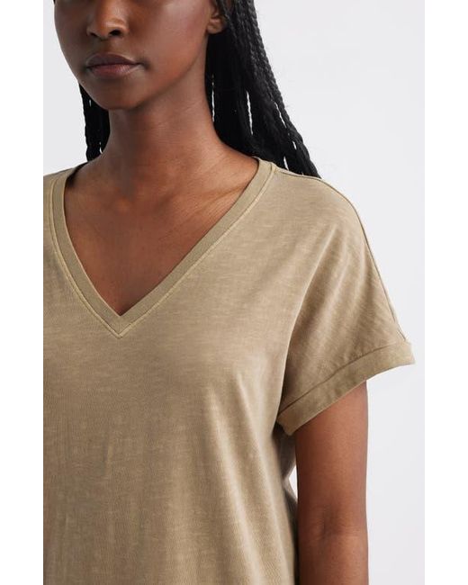 Treasure & Bond Natural Cotton V-Neck Maxi Dress