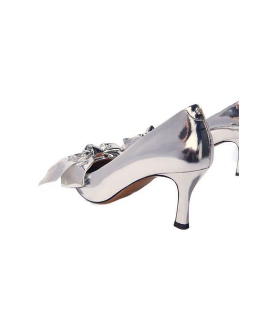 Maje White Leather Pumps With Bow Detail
