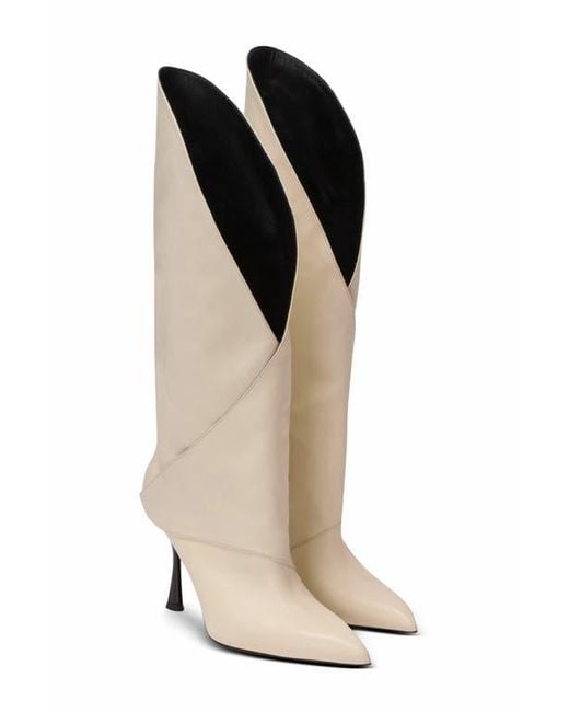 Balmain White Twist Heeled Leather Boots