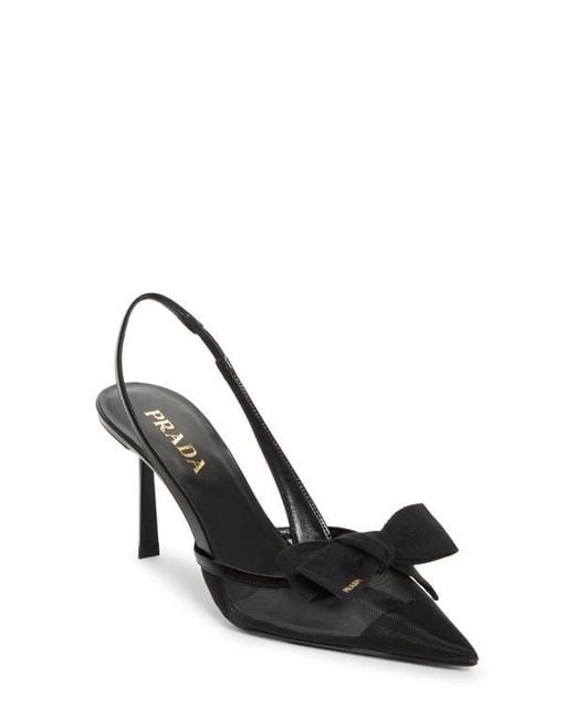 Prada Black Mesh Bow Slingback Pump