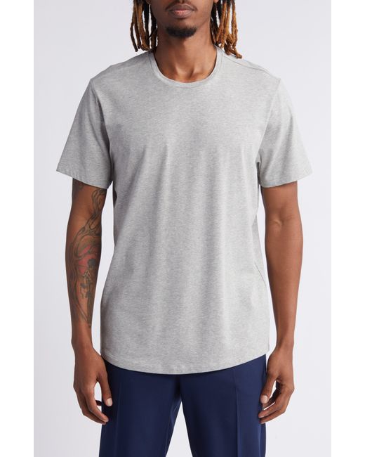 Open Edit Gray Crewneck Stretch Cotton T-shirt for men