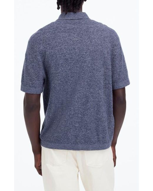 Madewell Blue Marled Cotton Button-Up Sweater Polo for men