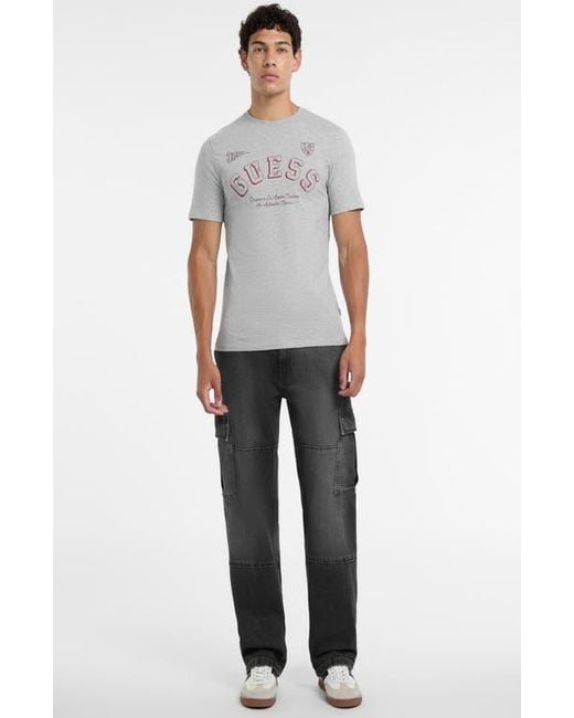 Guess Gray Slim Fit Organic Cotton Logo Graphic T-Shirt for men