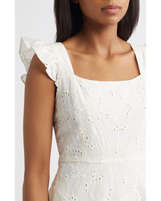 Anne Klein Embroidered Eyelet Cotton Tiered Midi Dress in White | Lyst Anne Klein Embroidered Eyelet Cotton Tiered Midi Dress in White | Lyst