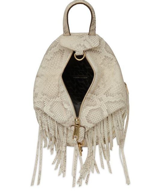 Rebecca Minkoff Natural Mini Julian Snakeskin Print Fringe Convertible Backpack