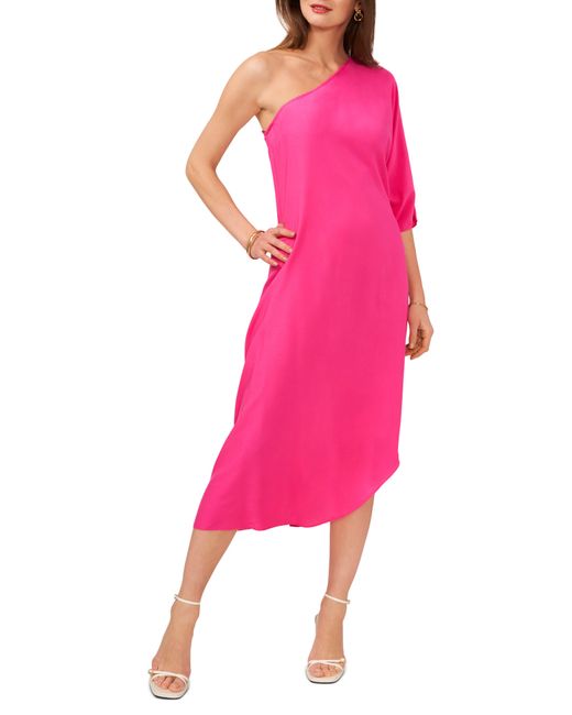 Vince Camuto Pink One-shoulder Asymmetric Caftan Dress