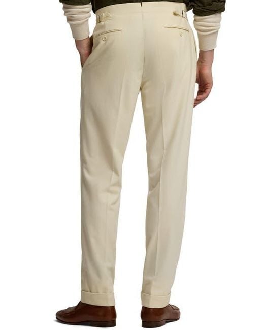 Ralph Lauren Natural Pleated Wool Flannel Trousers for men