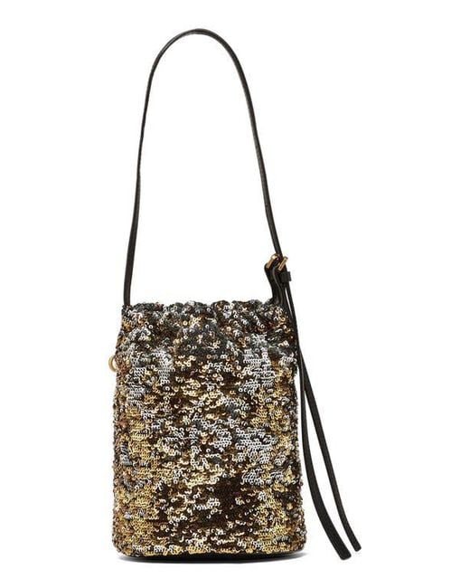 MCM White Himmel Sequin Drawstring Bag