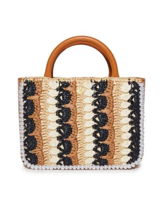 Lele Sadoughi Brown Maya Raffia Mini Tote