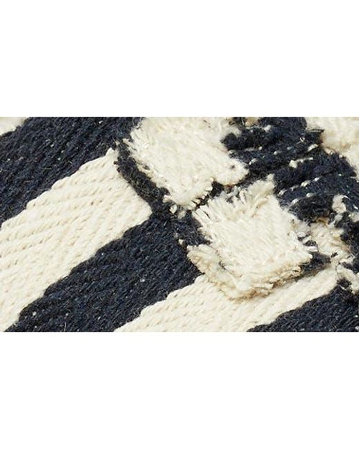 Tory Burch Blue Stripe Ankle Strap Espadrille Platform Wedge Sandal