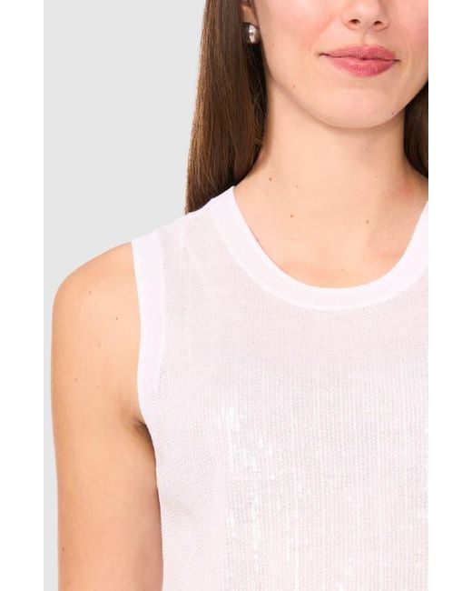 Halogen® White Sequin Detail Sleeveless Sweater