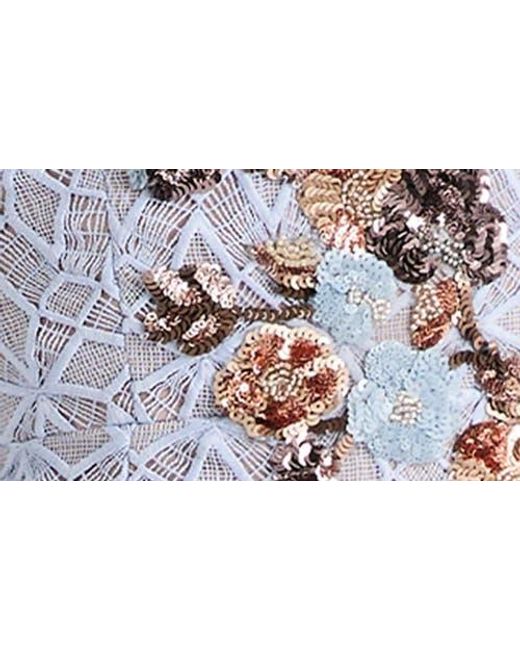 HELSI Blue Martine Floral Appliqué Lace Midi Cocktail Dress