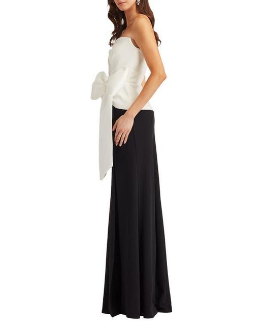 Tadashi Shoji Black Strapless Stretch Crepe Gown