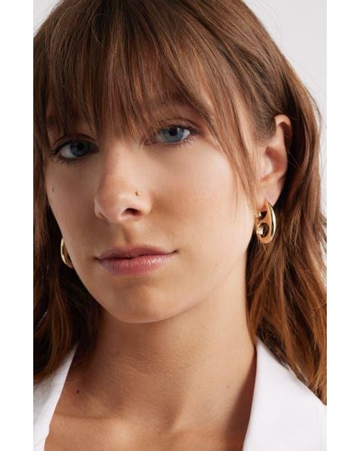 Open Edit Metallic Pop Top Huggie Earrings