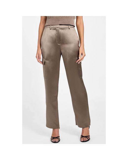 Guess Brown Megan Satin Cargo Pants