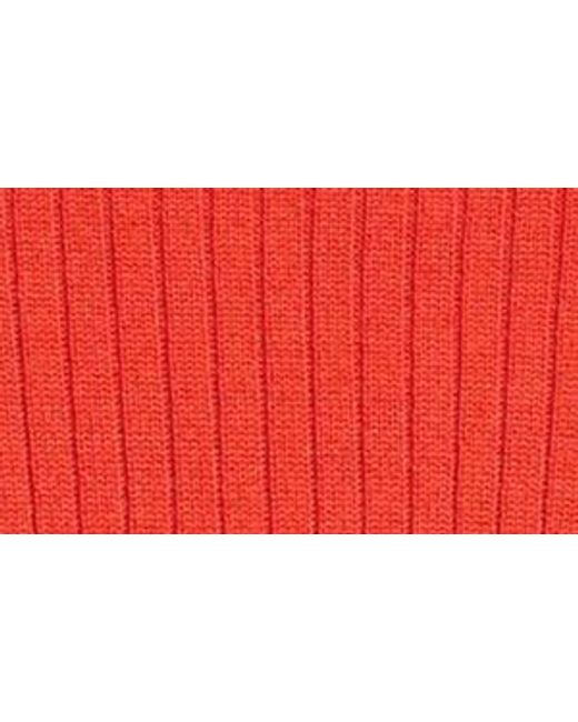 Staud Red Lilou Crop Wool Blend Turtleneck Sweater