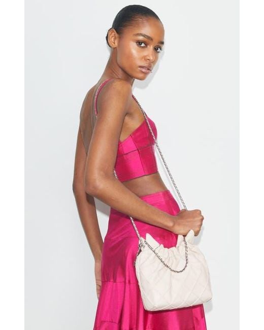 トートバッグ Tory Burch Pink Leather Fleming Mini Hobo Bag Tory Burch Mini Fleming Quilted Leather Hobo Bag in Pink | Lyst