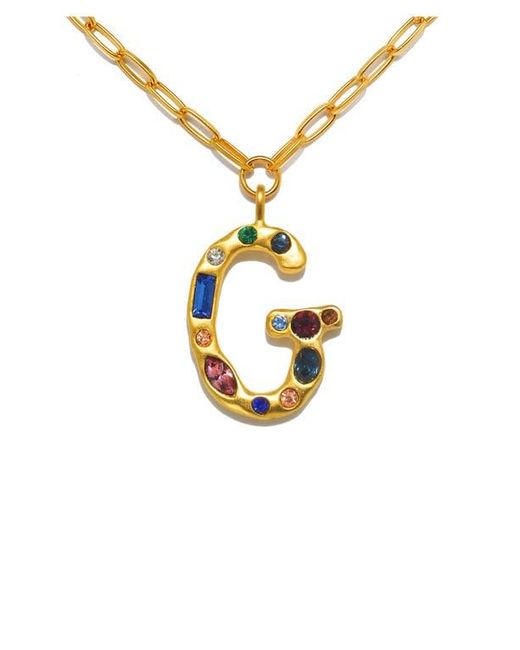 Sequin Metallic Emilie Crystal Initial Pendant Necklace