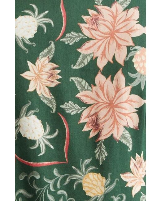 Farm Rio Green Pineapple Garden Long Sleeve Button Front Minidress