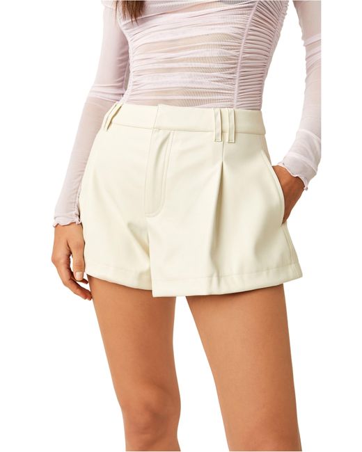 Free People White Free Reign Faux Leather Shorts