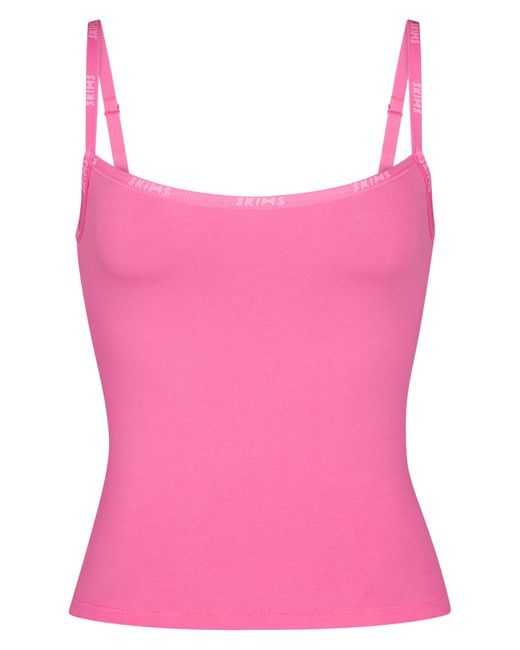 Skims Stretch Cotton Logo Tank in Pink