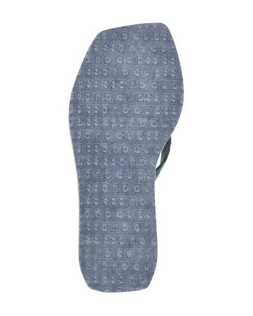 Guess Blue Demmey Platform Wedge Flip Flop
