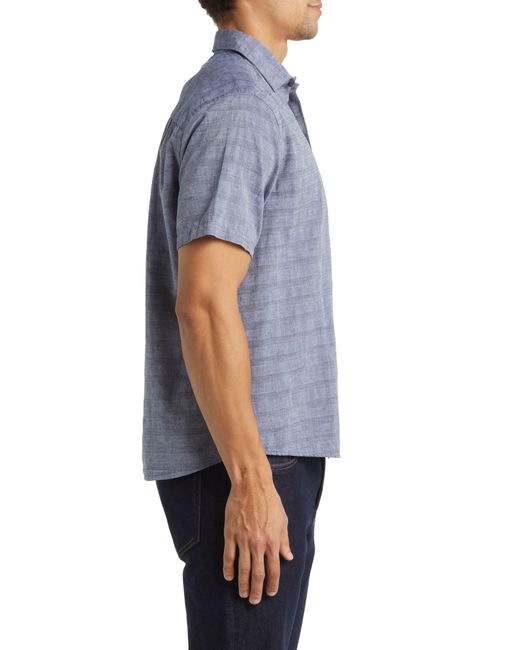 Robert Barakett Tenor Stripe Short Sleeve Cotton & Linen Button-up ...