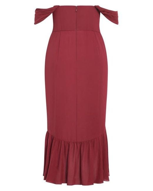 City Chic Red Rosabella Off The Shoulder Maxi Dress