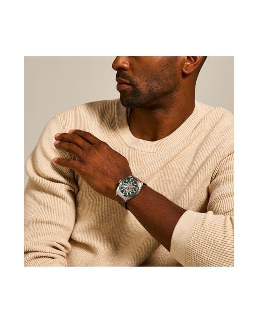 Fossil Gray Everett Leather Strap Watch, 42Mm for men