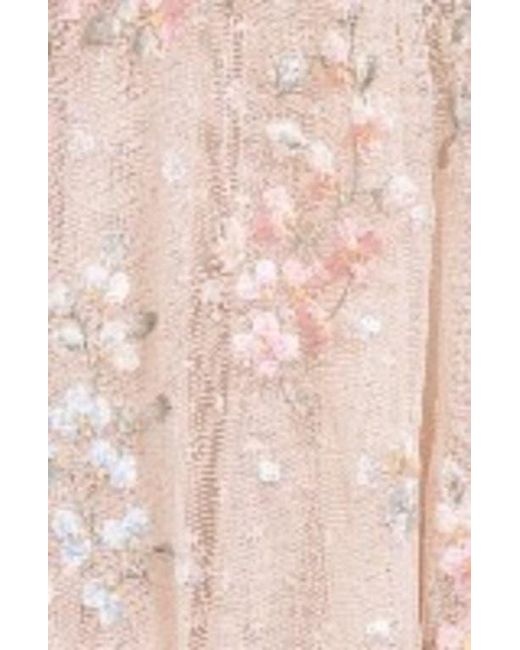 Needle & Thread Pink Versailles Ditsy Cape Sleeve Ankle Gown