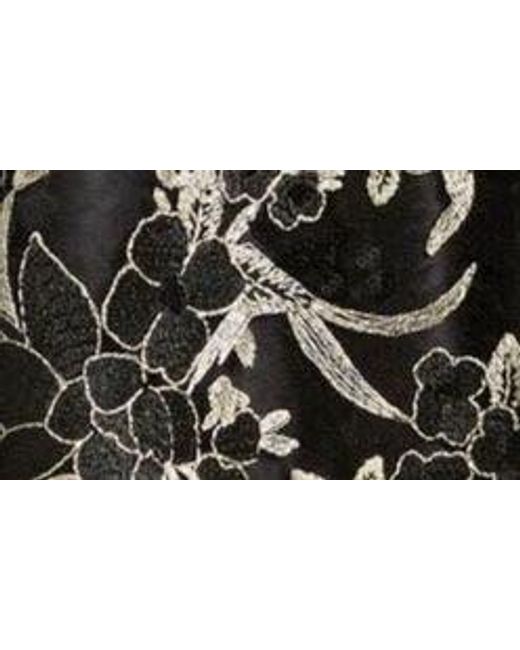 Eliza J Black Sequin Floral Embroidery Fit & Flare Cocktail Midi Dress