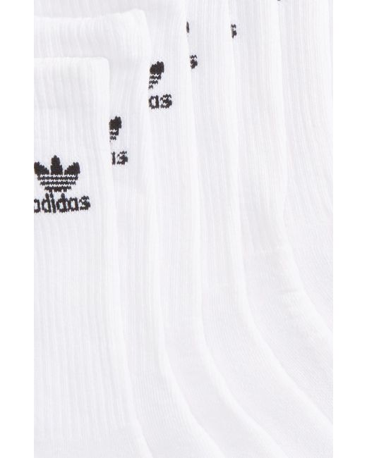 Adidas Originals White Trefoil 6-pack Crew Socks for men