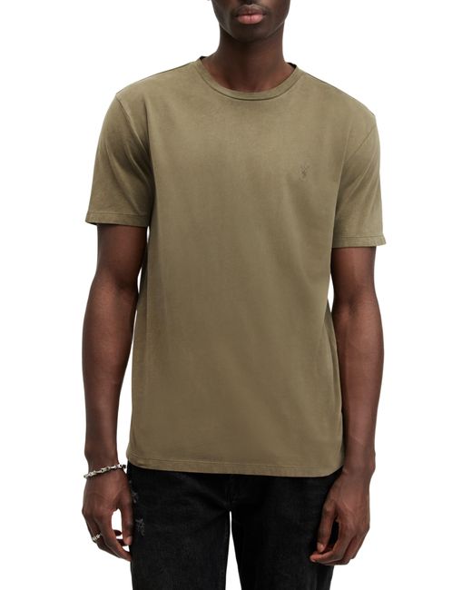AllSaints Green Ossage Cotton Crewneck T-shirt for men