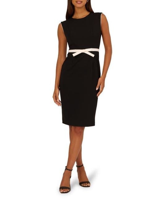 adrianna papell black cocktail dress Crepe corset gown with a voluminous silk chiffon cape 40 (FR) / White