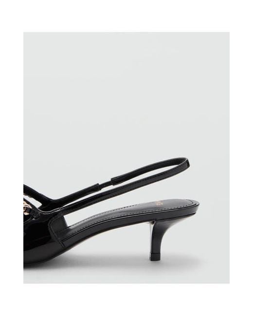 Mango Black Slingback Pointed Toe Mary Jane Kitten Heel Pump