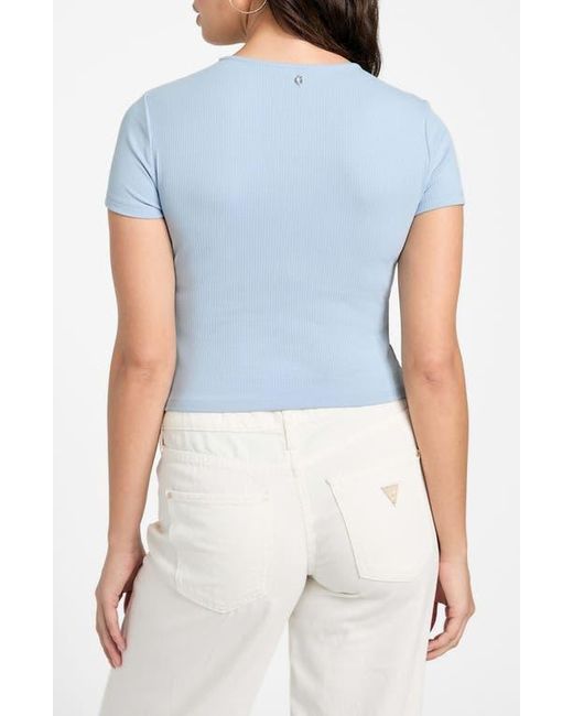 Guess Blue Terra Ribbed Crop T-Shirt