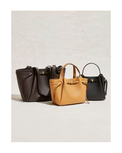 Tory Burch Black Romy Pebble Leather Bucket Bag