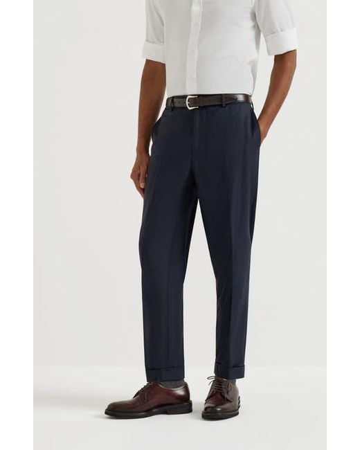 Brunello Cucinelli Blue Virgin Wool Trousers for men