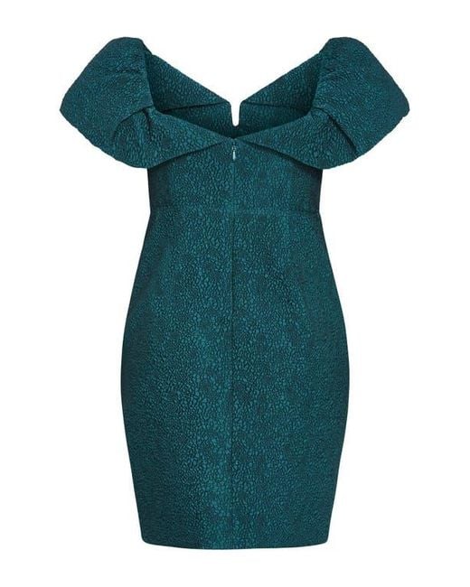 City Chic Green Jez Off The Shoulder Minidress