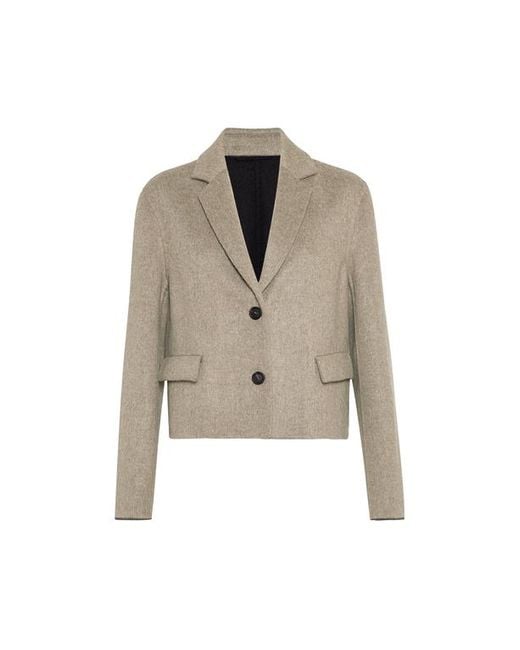 Brunello Cucinelli Natural Hand-Crafted Cropped Blazer