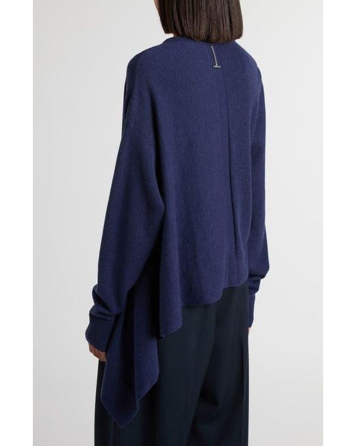 Alexander McQueen Blue Asymmetrical Cashmere & Wool Crewneck Sweater