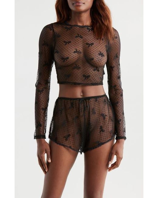 Kilo Brava Brown Bow Dotted Mesh Shorts