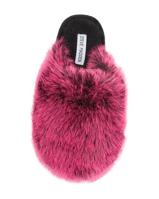 Steve Madden Pink Poof Faux Fur Slipper