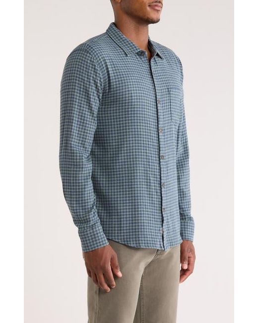 Marine Layer Blue Classic Gingham Stretch Cotton Button-Up Shirt for men