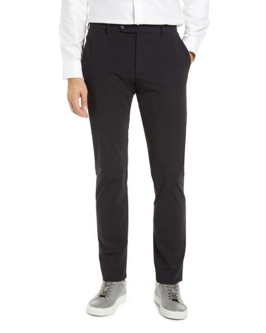 Zanella Black Active Stretch Flat Front Pants for men