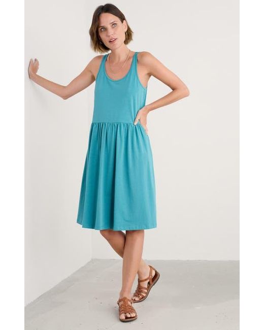 Seasalt Cornwall Blue Sun Splendor Organic Cotton Stretch Jersey Tank Dress