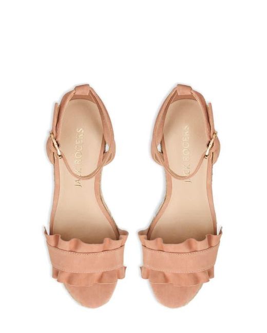 Jack Rogers Pink Rozette Ruffle Espadrille Ankle Strap Platform Wedge Sandal